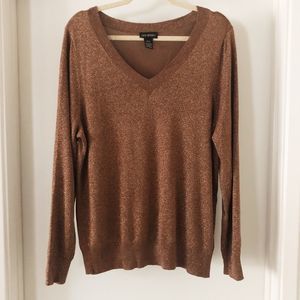 lane bryant orange gold metallic sweater top 18/20